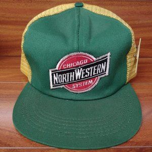 Vintage North Western Chicago System Trucker Cap with Historical Society Pin